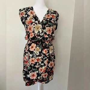 Ark & co navy floral elastic waist mini dress small